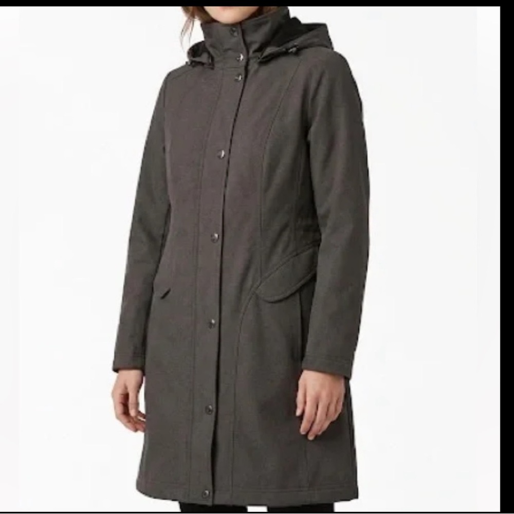 Kristen Blake Charcoal Parka 100% Polyester Trench Coat Size M.